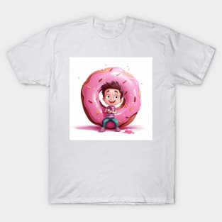 Happy kid sitting in a donut T-Shirt